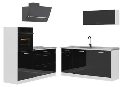 Obrázok produktu pre Kuchynka Vicco R-Line Čierny vysoký lesk/biely 160 cm bez pracovnej dosky, Model 66153