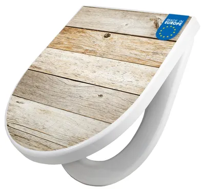 Produktbild von WC Sitz mit Absenkautomatik D Form Motiv Graues Holz [TDW3 12172]