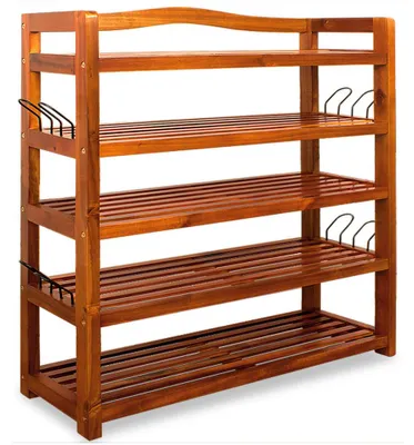 Produktbild von CASARIA® Schuhregal Holz FSC®-Zertifiziert 5 Ebenen 80x26x82cm Akazie Schmal Platzsparend Offen Flur Bad Schuhschrank Schuhständer Schuhablage Braun