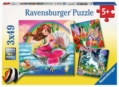 Produktbild von 3 x 49 Teile Ravensburger Kinder Puzzle Welt der Fabelwesen 09367