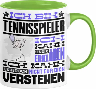 Produktbild von Tennisspieler Geschenk Kaffee-Tasse Geschenkidee für Tennisspieler Ich Bin Tennisspieler Ich Kann Es Dir Erklären Jedoch Nicht Für Dich Verstehen Spruch Lustig (Grün)
