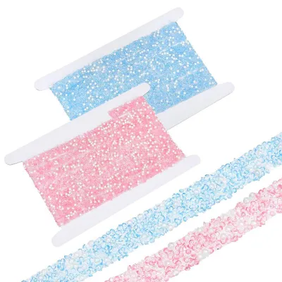 Strass-Perlen-Lint, 2 Rollen, selbstklebend, 2,7 m, DIY