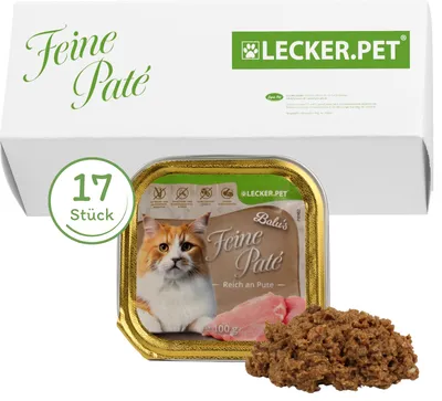 Produktbild von 17 x 100 g Lecker.Pet® Balu's Feine Paté Reich an Pute Katzenfutter Nassfutter Vollnahrung