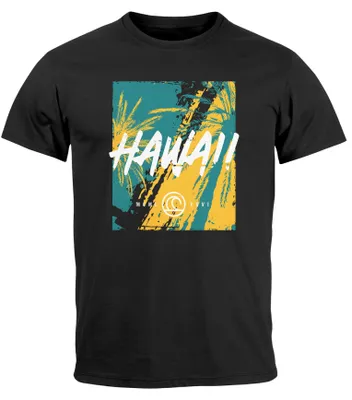 Produktbild von Herren T-Shirt Hawaii Surfing Palmen Aufdruck Sommer Print Fashion Streetstyle Neverless® schwarz 5XL