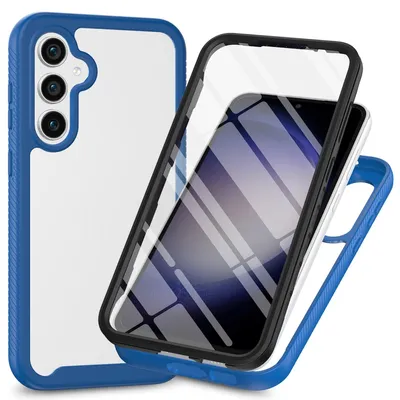 Productafbeelding van Beschermhoes voor Samsung Galaxy S24 FE, effen kleur, gemaakt van PC en TPU, met PET-folie, kleur: blauw