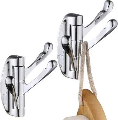 Obrázek produktu pro Třínohý kovový věšák s otočným ramenem pro koupelnu a montáž na zeď, stříbrná barva, 9,5 x 10,8 cm