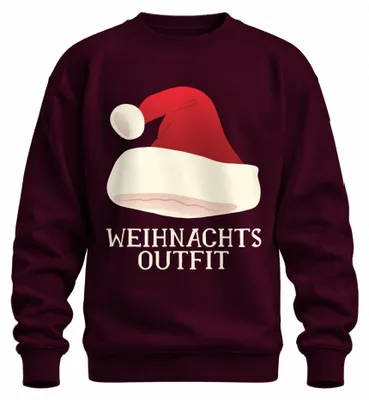 Produktbild von Weihnachtsoutfit Weihnachtsmann Nikolaus Xmas Heiligabend Sweatshirt Pullover, Burgundy, 3XL