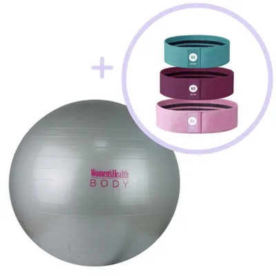 Immagine prodotto di Salute delle donne - Palla da ginnastica ⌀65 cm + confezione da 3 elastici per glutei