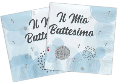 Produktbild von 20 Stück Kompostierbare Papierservietten für Taufe (33 x 33 cm, doppellagig), hellblau