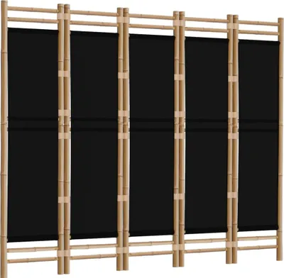 Produktbild von "im Sonderangebot" 5-tlg. Paravent Raumteiler Elegantes Design - Trennwand/Sichtschutz - Faltbar 200 cm Bambus und Canvas DEMöbel 6706075
