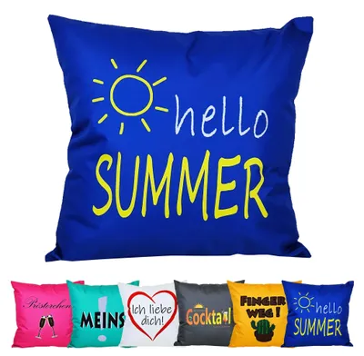 Produktbild von JACK 50x50cm Motiv Outdoor Lounge Kissen Dekokissen inkl. XXL-Füllung Wasserabweisend Sitzkissen Garten Stuhl Lotus Effekt lustig, Farbe:Summer
