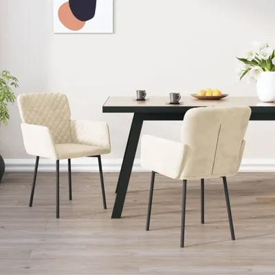 Produktbild von Möbel Esszimmerstühle 2 Stk. Creme Samt - Küchenstuhl 344788