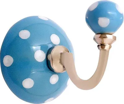 Obrázok produktu pre Keramické vešiaky na oblečenie, modré s bodkami, 63 mm
