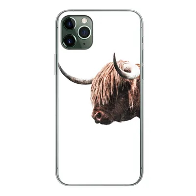 Produktbild von MuchoWow® Handyhülle Schutzhülle Hülle für iPhone 11 Pro Max Schottischer Highlander - Hoorn - Porträt Silikon Softcase Handy Hülle - Schutz