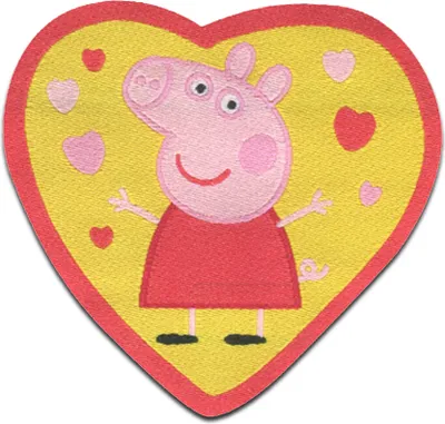 Obrázek produktu pro Peppa Wutz © Heart - nášivka, nažehlovací nášivka, nažehlovací aplikace, nášivky, k nažehlení, velikost: 5,5 x 5,7 cm