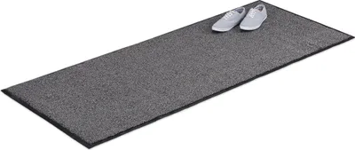 Produktbild von Relaxdays Schmutzfangmatte grau, Fußmatte Innen, Schmutzmatte groß, Fußabtreter dünn, Türmatte 80x200 cm, schwarz-grau