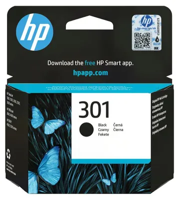 Produktbild von HP 301 Schwarz Original Druckerpatrone, Standardertrag, Schwarz, Tinte auf Pigmentbasis, 3 ml, 1 Stück(e), 170 Seiten