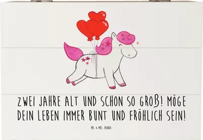 Produktbild von Mr. & Mrs. Panda Geschenkbox 2. Geburtstag 22 x 15 cm - Weiß - Geschenk, Meilenstein, fotobox, Geburtstagsdeko, Box, schmuckkiste, Erinnerungskiste, Geburtstagskind