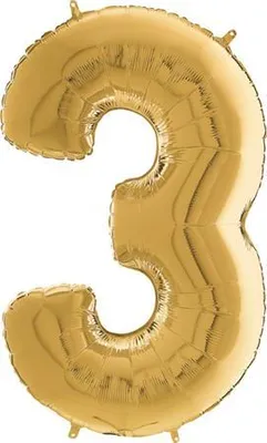 Produktbild von Folienballon Zahl 3, Gold, 66 cm Grabo
