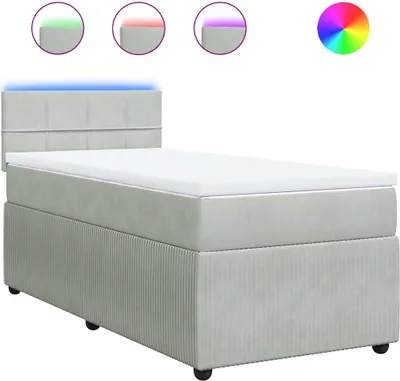 Produktbild von vidaXL Boxspringbett mit Matratze Hellgrau 80x200 cm Samt