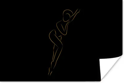 Produktbild von MuchoWow® Poster Frau - Schwarz - Gold - Strichzeichnung 30x20 cm - Plakate - Print