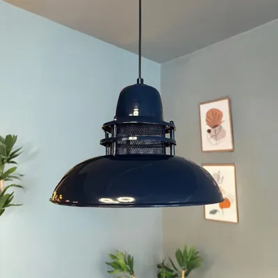 Produktbild von Bamyum Hängelampe Marineblau Metall Ø34 cm E27 Retro Lampe