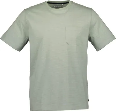 Produktbild von Blue Seven Herren T-Shirt im dezenten Streifen-Design - Kurzarm-Shirt mit Brusttasche in Dunkel Grün Größe 3XL