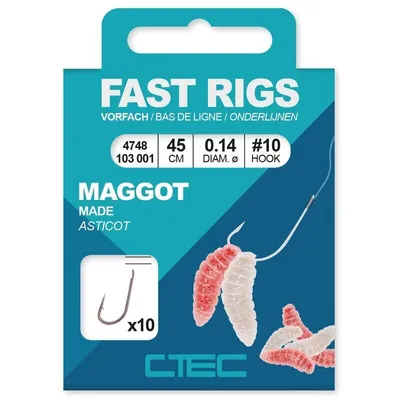 Image de C-Tec Fast Rigs - Maggot / Hameçon pour bas de ligne : 60CM #10-0.14MM