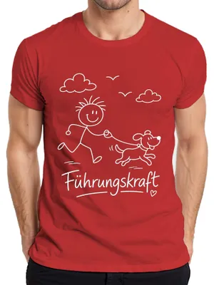 Produktbild von Führungskraft Hundeliebhaber Gassigeher Strichmännchen lustig Herren T-Shirt Hundeliebhaber, Rot, S