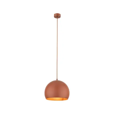 Produktbild von Hängelampe Metall rund Ø 27 cm H: max. 160 cm Ziegelrot E27 Kugelschirm Retro Design Hängeleuchte