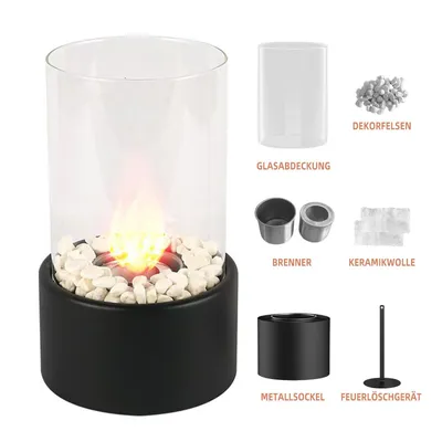 Produktbild von Ethanol Tischkamin Edelstahl Ethanol Bioethanol Tischfeuer Tisch-Dekofeuer Feuerstelle Glasfeuer für den Innen- und Außenbereich Campingleuchten