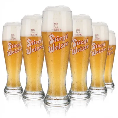 Produktbild von 6x Stiegl Bierglas Gläser 0,5l Weißbierglas "Stiegl Weisse" Rastal Weissach