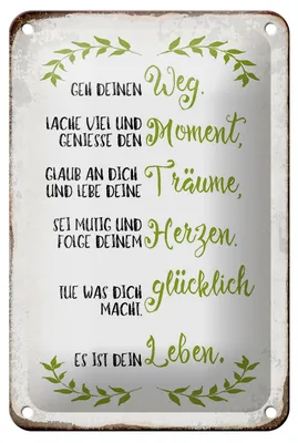 Produktbild von Blechschild Spruch 12x18cm geh deinen Weg lache viel