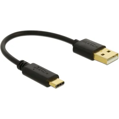 Produktbild von DeLOCK USB Ladekabel Typ-A zu USB Type-C™ 15 cm, 0,15 m, USB A, USB C, Schwarz
