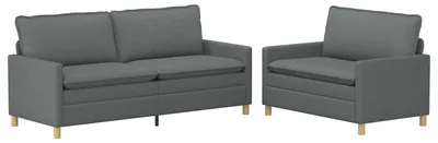Imagen del producto de vidaXL Juego de sofás de 2 piezas, color gris oscuro, tapizado en tela
