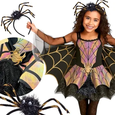 Produktbild von del-sol Spinnenmädchen Kostüm Kleid mit Haarband für Kinder