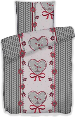 Produktbild von Bettwäsche Winter Flausch Fleece Thermofleece warm 2 teilig mit RV 135x200 + 80x80 cm Design: Edelweiss