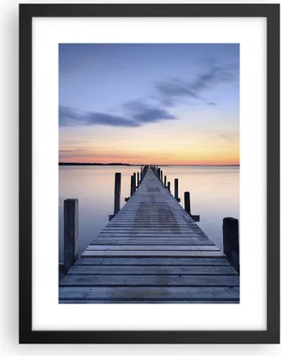 Produktbild von Gerahmtes Poster - Schwarzer Rahmen - Sonnenuntergang See Wasser Brücke - 30x40 cm - Wand Bild - Wanddeko - Wandbilder - Wandposter - Bilderrahmen - Bilder - Kunstdruck - Wandbild - P2BPA30x40-2508
