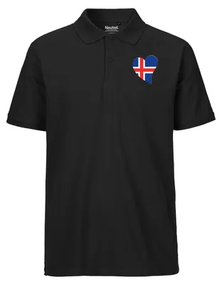 Produktbild von Huuraa Herren Polo Shirt Island Flagge Herz XXL Black Bio Baumwolle Fairtrade Poloshirt Geschenkidee