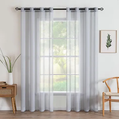 Transparente Vorhänge 2er-Set, 140x224 cm, Grau, mit Ringösen