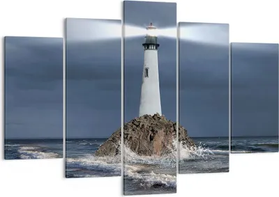 Produktbild von Bild auf Leinwand - Leinwandbild - Leuchtturm Meer - 150x100cm - Wand Bild - Wanddeko - Wandbilder - Leinwanddruck - Bilder - Kunstdruck - Wanddekoration - Leinwand bilder - Wandkunst - EA150x100-3550