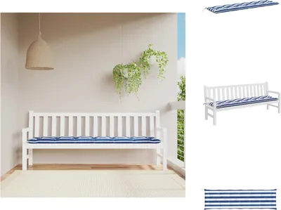 Produktbild von vidaXL Gartenbank-Auflage Blau&Weiß Gestreift 200x50x7 cm Stoff -  Sitzpolster