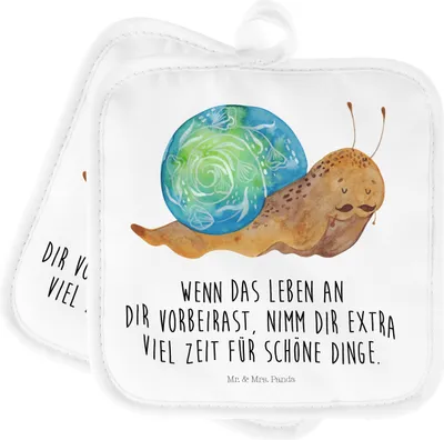 Produktbild von Mr. & Mrs. Panda Topflappen Schnecke Sir - Weiß - Geschenk, Set, Motivation, Schnecken, Kochlappen, Lebenszeit, Lebenseinstellung, Lustige Sprüche, topfhalter, Weisheit