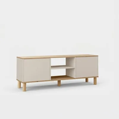 Produktbild von TV-Lowboard mit Türen und Regalböden 160 cm Ruvan - Beige