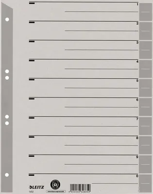 Produktbild von Leitz Trennblatt 16520085 DIN A4 230g Karton grau 100 St./Pack.