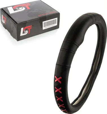 Produktbild von Lenkradbezug Lenkrad Ø 38x9cm 15x3,5 Zoll schwarz rote X für AUDI für PORSCHE