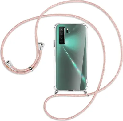 Produktbild von Handykette Backcover-Schutzhülle mit Band (Metall silberfarben) für Huawei P40 lite 5G - roségold