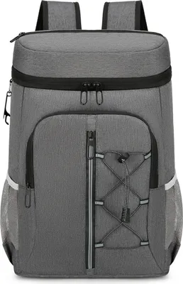 Produktbild von Outdoor-Camping-Mahlzeitenbeutel,Picknick-Rucksack, doppellagige Isoliertasche,dicker Eisbeutel aus Aluminiumfolie,Kühlrucksack,32x46x19 cm,dunkelgrau