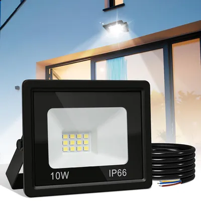 Produktbild von Vigevee LED Strahler Außen 10W, IP66 LED Fluter 120°, Kaltweiß 6000K, 1m Kabel ohne Stecker, 10er Set