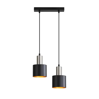 Image de ZMH Lampe suspendue table à manger E27 Lampe de cuisine suspendue 2 flammes Lampe de salle à manger noire or Lampe à suspendre cuisine îlot Sans ampoules